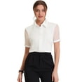 thumbnail image 1 of DARING DIVA Women's Button Down Sheer Short Sleeve Point Collar Work Shirt  XS White, 1 of 6