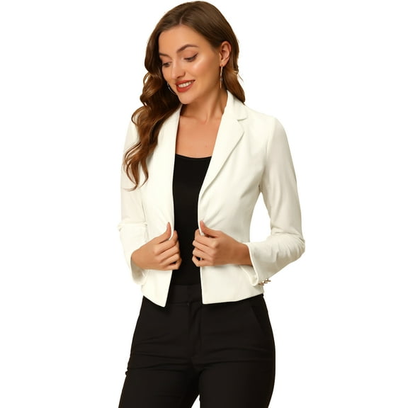 DARING DIVA Women's Button Front Velvet Blazer Lapel Crop Suit Jacket 2XL Beige