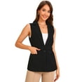 thumbnail image 1 of DARING DIVA Women's Button Up Belted V Neck Sleeveless Waistcoat S Black, 1 of 6