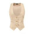 thumbnail image 1 of DARING DIVA Women's Button Up Steampunk Jacquard Sleeveless Suit Vest S Beige, 1 of 6