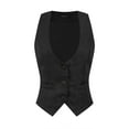 thumbnail image 1 of DARING DIVA Women's Button Up Steampunk Jacquard Sleeveless Suit Vest XS Black, 1 of 6