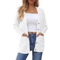 thumbnail image 1 of DARING DIVA Women's Cable Knit Button Up Long Sleeve Cardigan Sweaters M White, 1 of 6
