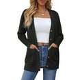 thumbnail image 1 of DARING DIVA Women's Cable Knit Chunky Button Up Cardigan XS Black, 1 of 7