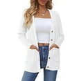 thumbnail image 1 of DARING DIVA Women's Cable Knit Chunky Button Up Cardigan XS White, 1 of 6