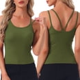 thumbnail image 1 of DARING DIVA Women's Camisole Lounge Built-in Bra U Back Tank Tops S Green, 1 of 7