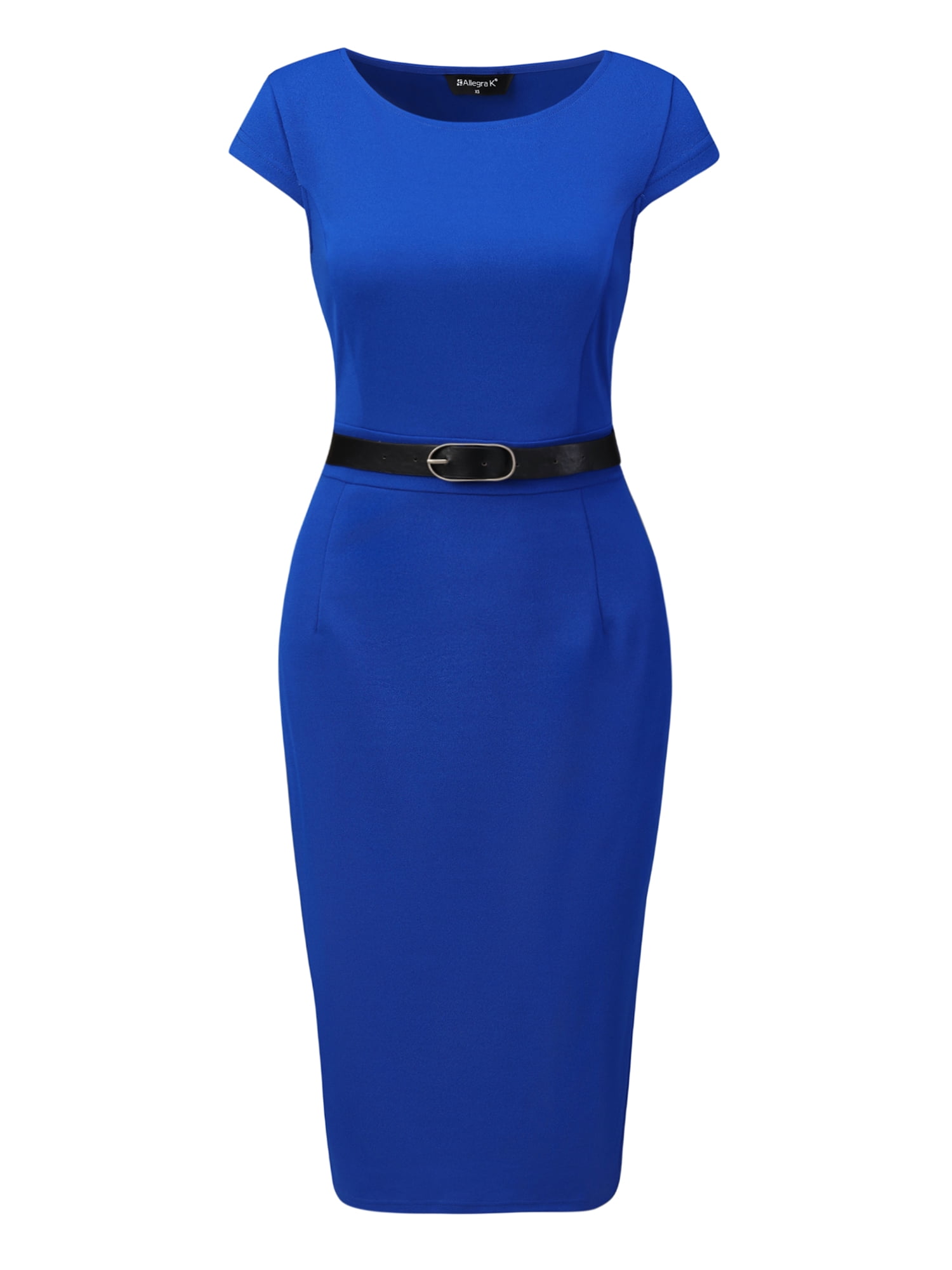 DARING DIVA Women's Cap Sleeve Boat Neck Pencil Dresses S Royal Blue