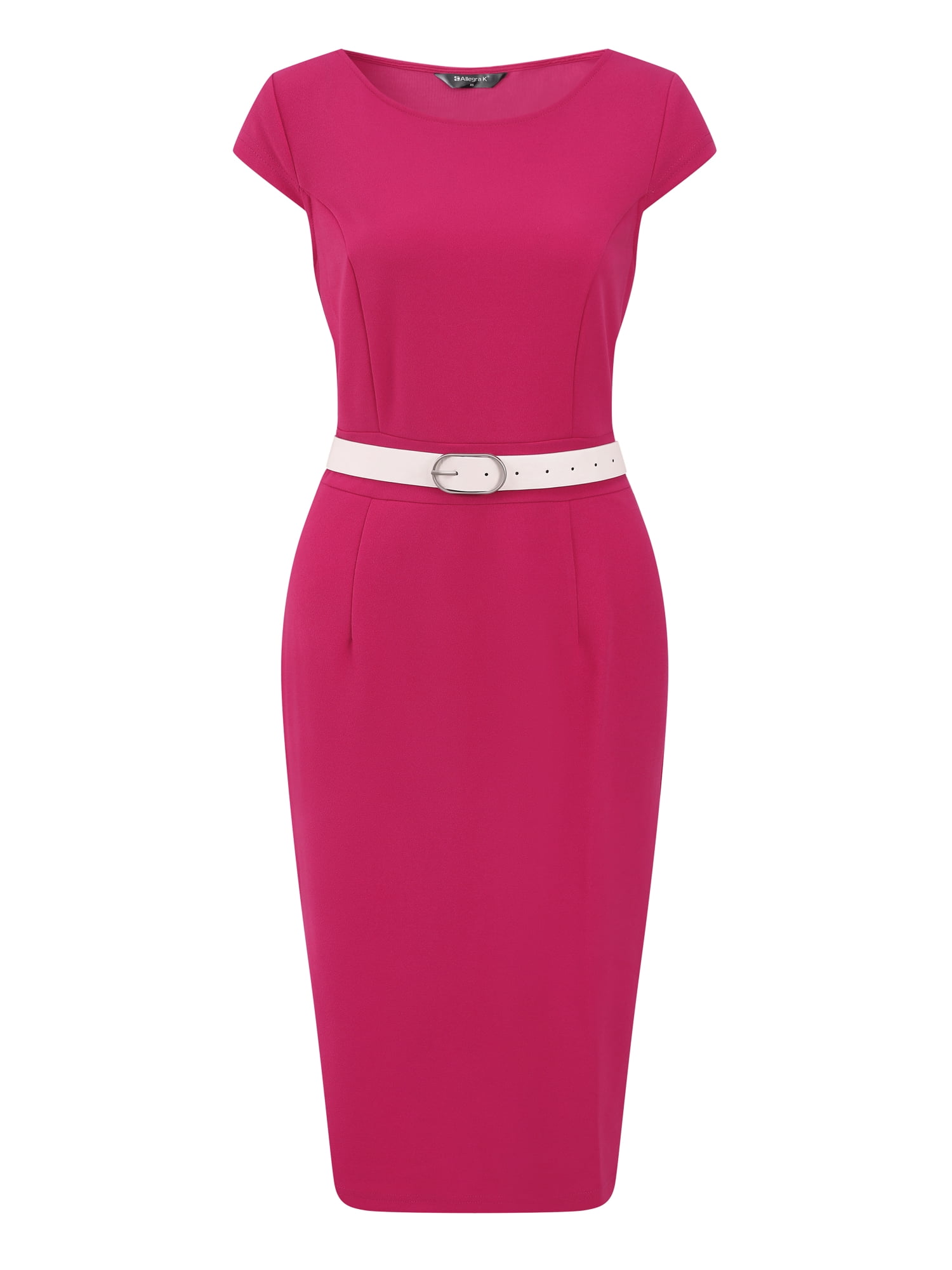 DARING DIVA Women's Cap Sleeve Boat Neck Pencil Dresses XS Hot Pink