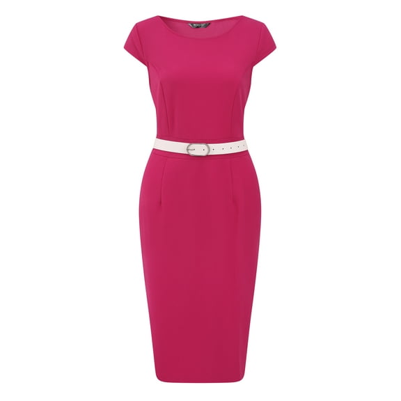 DARING DIVA Women's Cap Sleeve Boat Neck Pencil Dresses XS Hot Pink