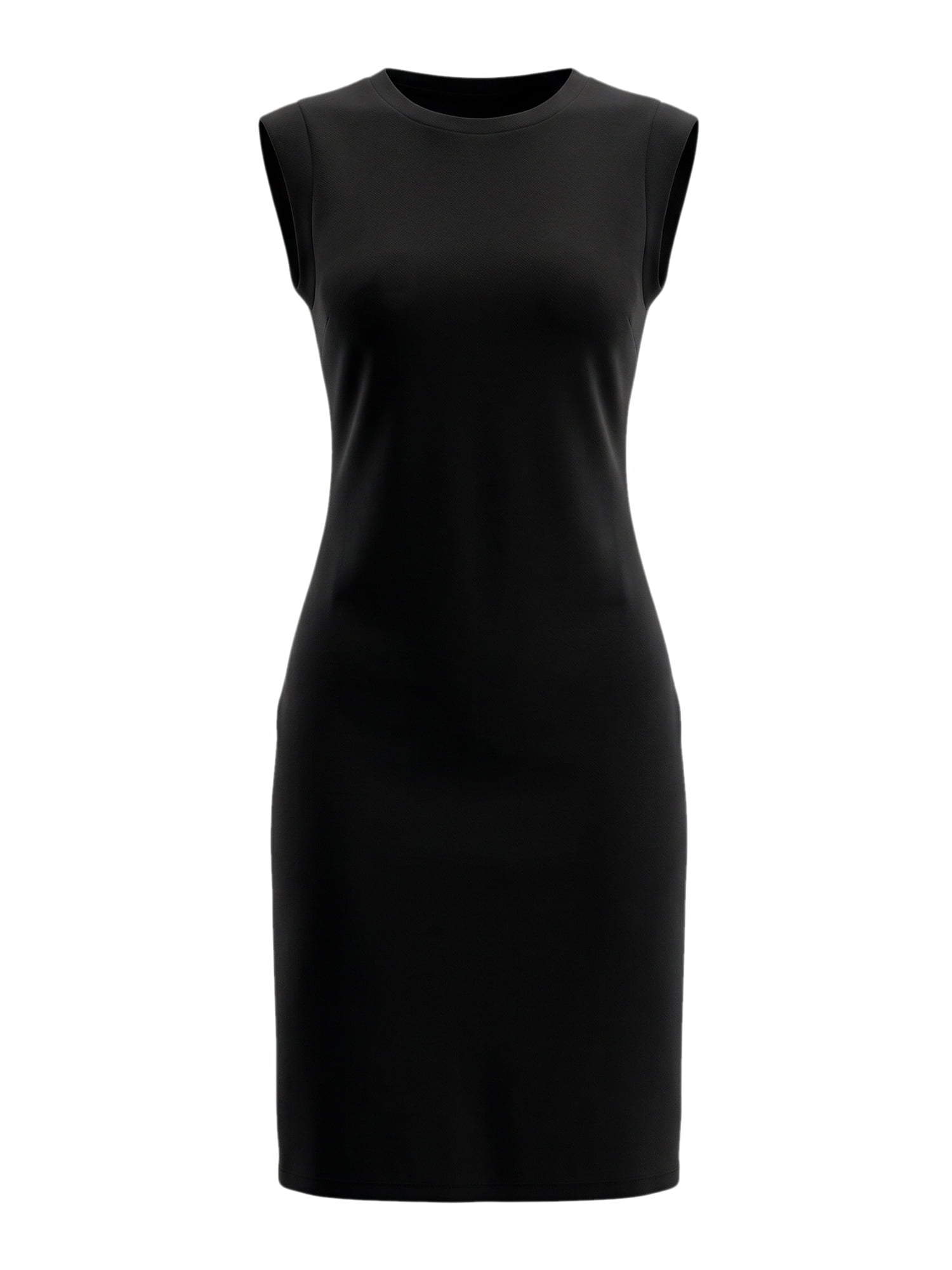 DARING DIVA Women's Cap Sleeve Midi Round Neck Split Hem Dresses S Black