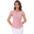 thumbnail image 1 of DARING DIVA Women's Peplum Tops Cap Sleeve Twist Front Top XS Pink, 1 of 6