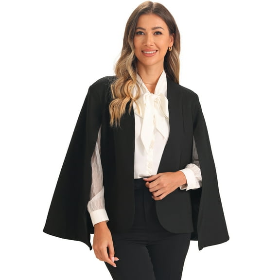 DARING DIVA Women's Cape Sleeve Blazer Work Open Front Jacket Coat XS Black