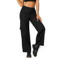 thumbnail image 1 of DARING DIVA Women's Cargo High Waisted Baggy Wide Leg Pockets Pants L Black, 1 of 6