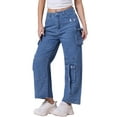 thumbnail image 1 of DARING DIVA Women's Cargo Jeans Straight High Waist Baggy Denim Pants S Blue, 1 of 7