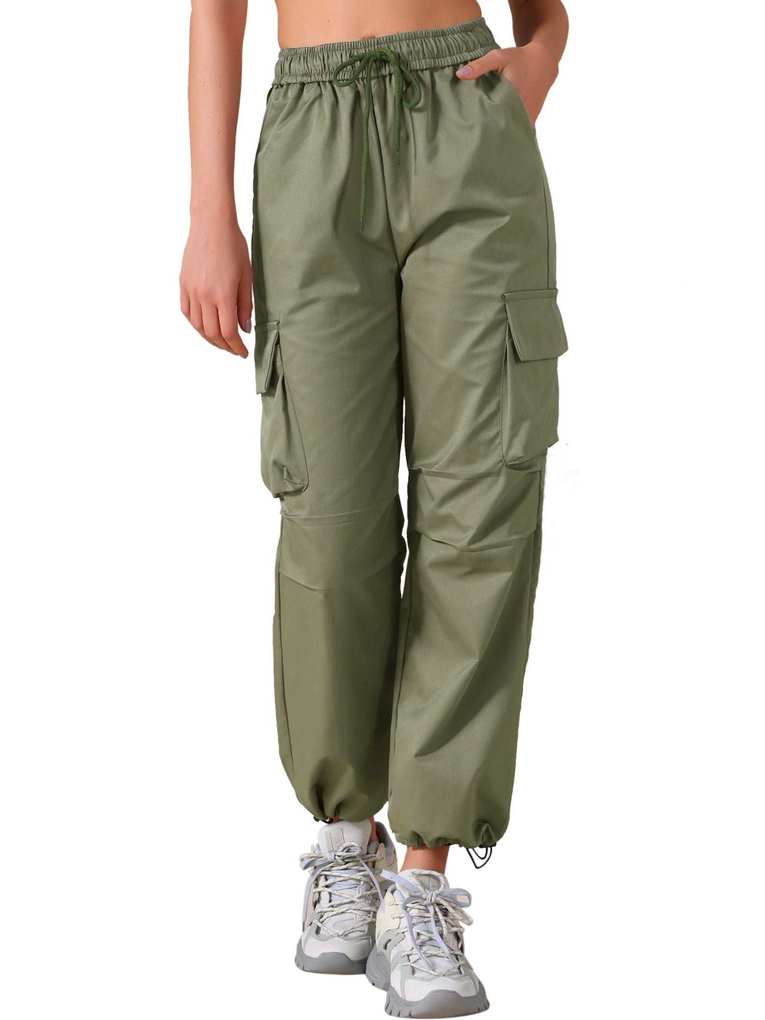 DARING DIVA Women's Cargo Joggers Streetwear Pockets Casual Pants X-Small Army Green
