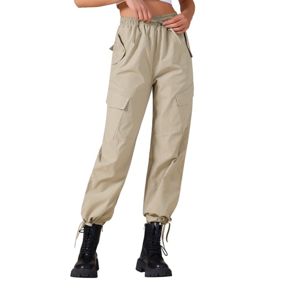 DARING DIVA Women's Cargo Pants with Pockets Casual Trousers Small Khaki