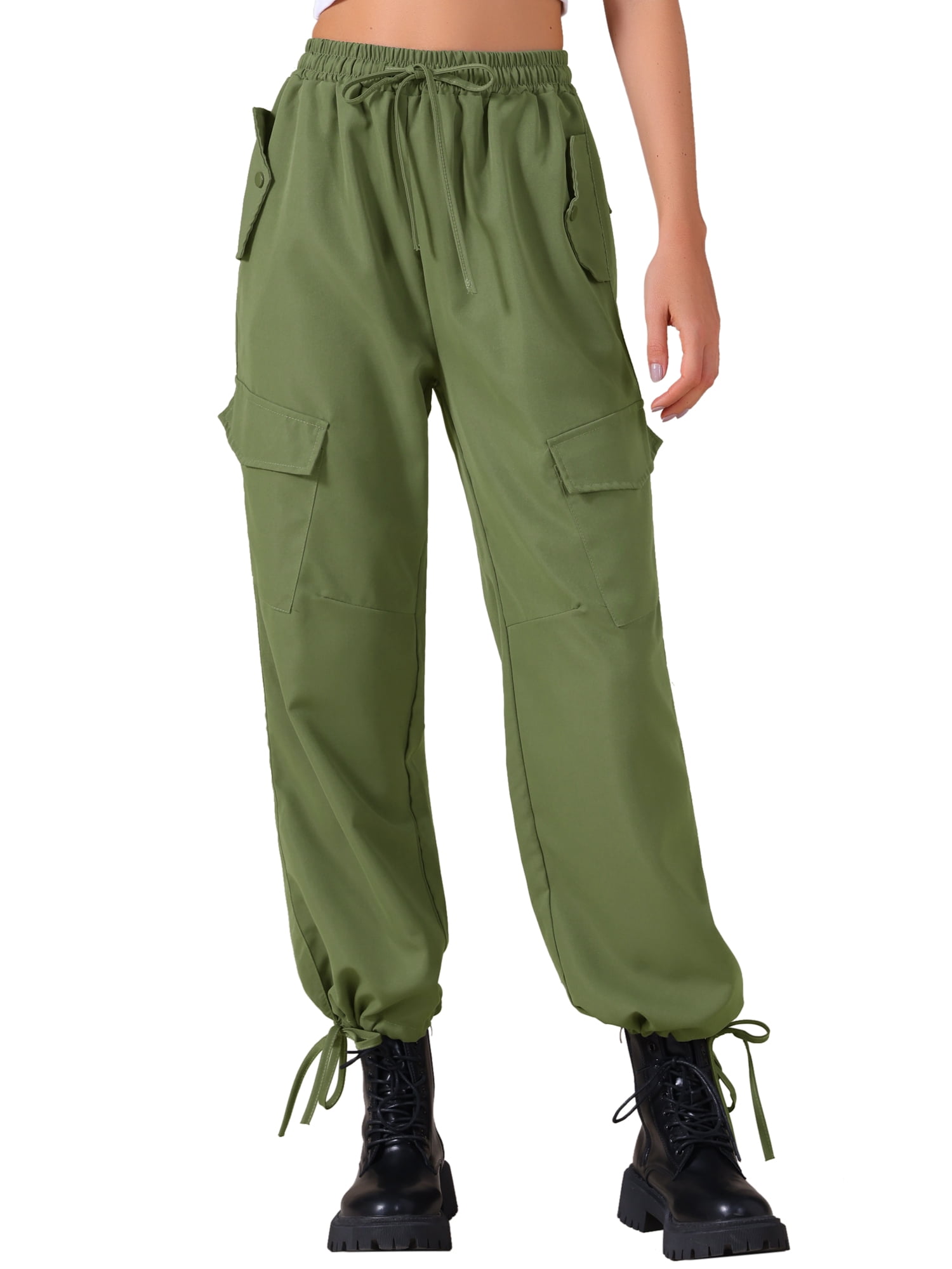 DARING DIVA Women's Cargo Pants with Pockets Casual Trousers X-Large Green