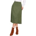 thumbnail image 1 of DARING DIVA Women's Casual A Line Faux Suede Midi Skirts Large Dark Green, 1 of 5
