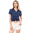 thumbnail image 1 of DARING DIVA Women's Casual Boyfriend Plaid Button Down Flannel Shirt XXL Blue, 1 of 6