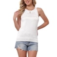 thumbnail image 1 of DARING DIVA Women's Casual Crew Neck Sleeveless Sweater Vest Beach Top S White, 1 of 5
