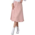 thumbnail image 1 of DARING DIVA Women's Casual Faux Suede Pockets Stretch A-line Midi Skirt XL Pink, 1 of 6