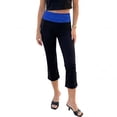 thumbnail image 1 of DARING DIVA Women's Casual Foldover Waistband Capris Legging S Black and Blue, 1 of 5