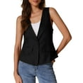 thumbnail image 1 of DARING DIVA Women's Casual Linen Vest Loose Lightweight Waistcoat XS Black, 1 of 6
