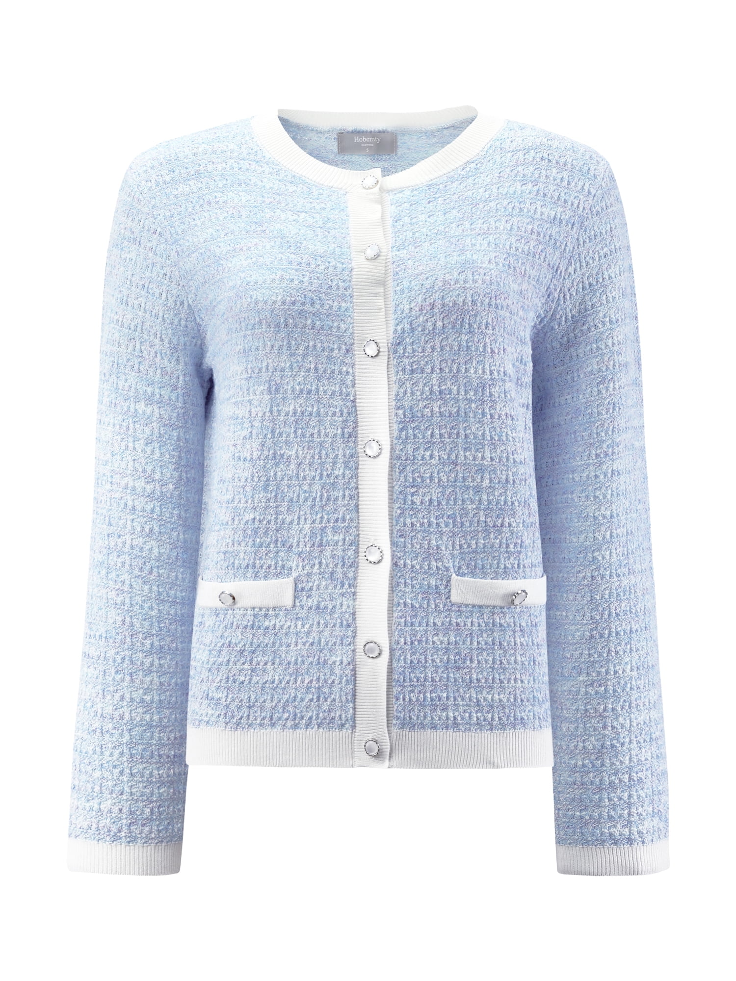 DARING DIVA Women's Casual Long Sleeve Knit Ribbed Cardigan Sweaters 2XL Light Blue