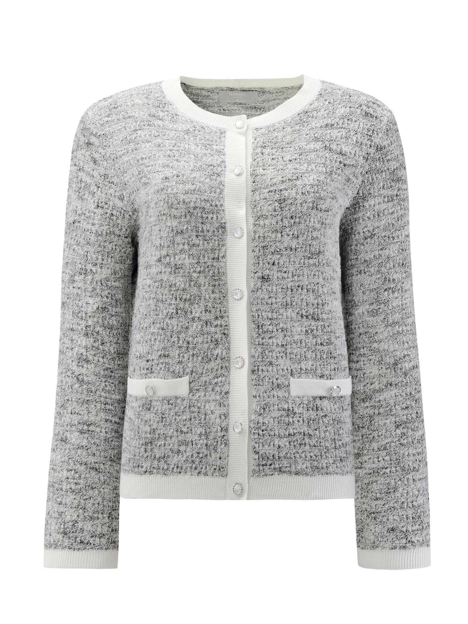 DARING DIVA Women's Casual Long Sleeve Knit Ribbed Cardigan Sweaters S Grey