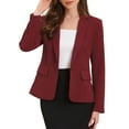 thumbnail image 1 of DARING DIVA Women's Casual Long Sleeve One Button Pockets Suit Jacket XS Wine Red, 1 of 6