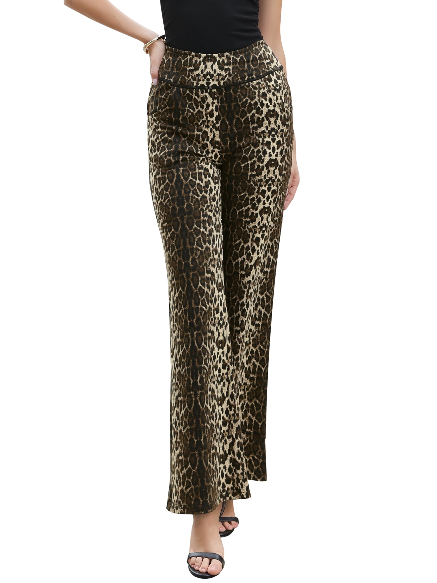 DARING DIVA Women's Casual Loose Wide Leg Trousers X-Large Leopard Print