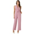 thumbnail image 1 of DARING DIVA Women's Casual Sleeveless Shawl Collar Office Jumpsuit M Dark Pink, 1 of 6