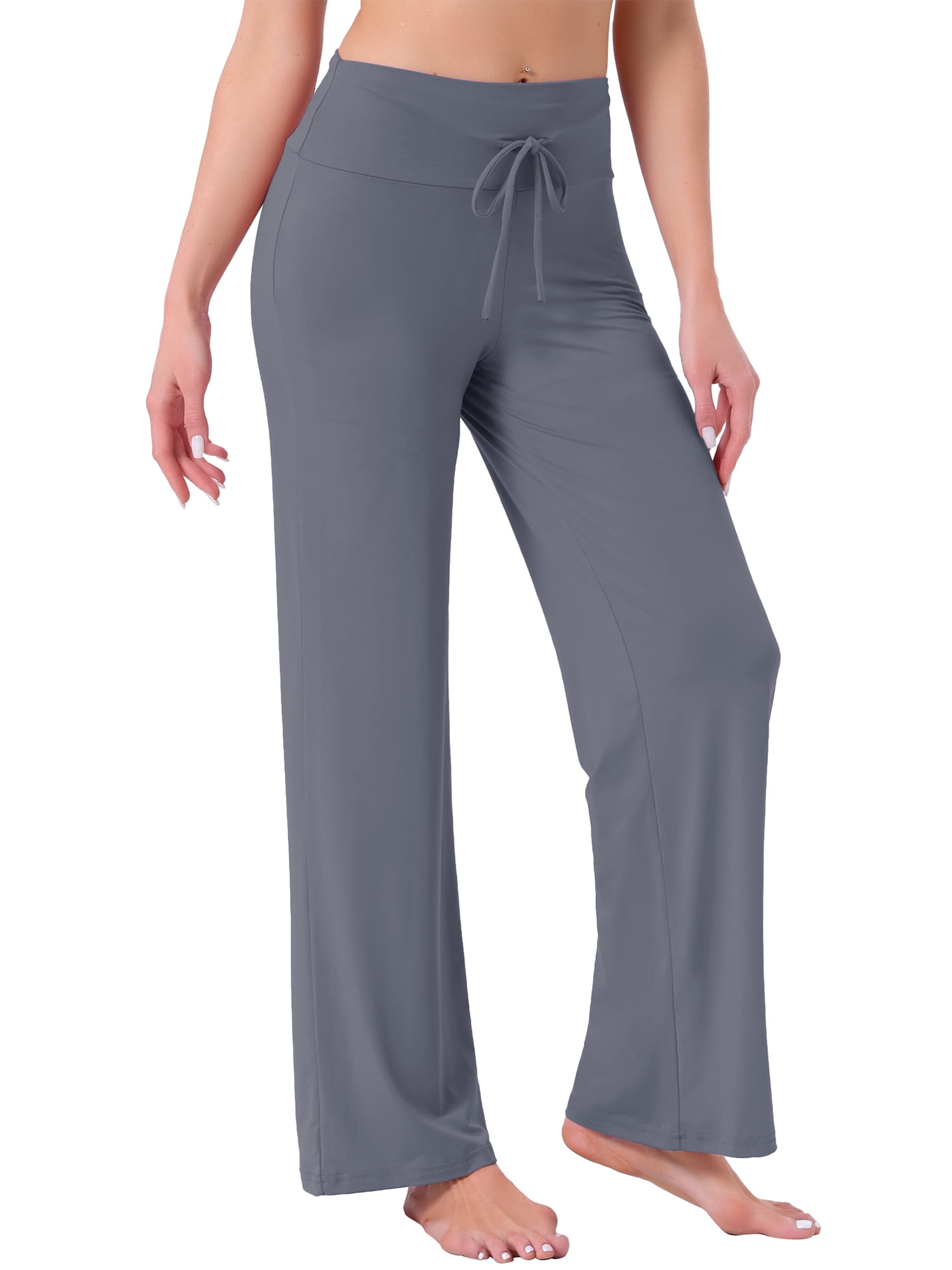 DARING DIVA Women's Casual Wide Leg Drawstring Sweatpant L Dark Grey