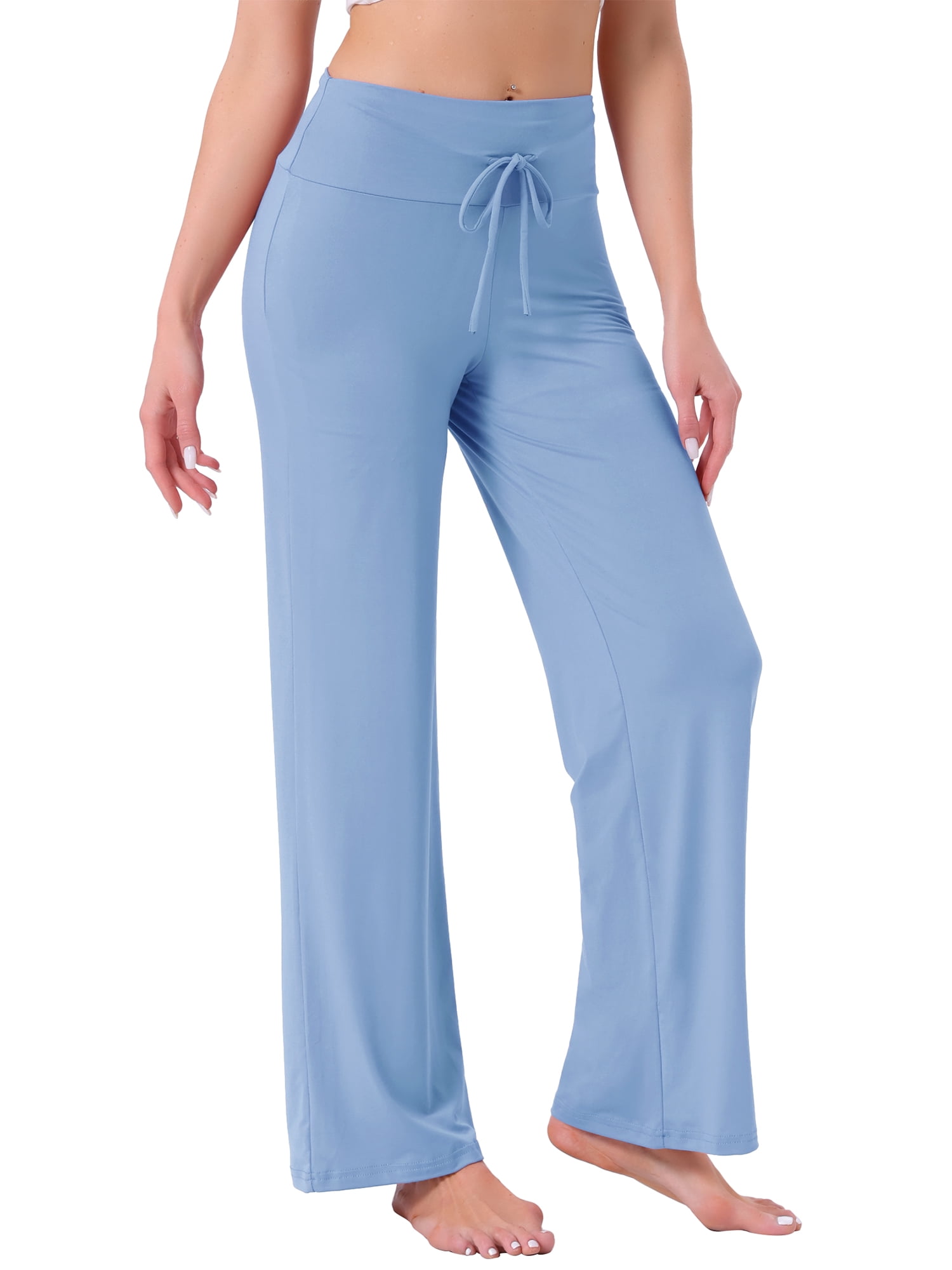 DARING DIVA Women's Casual Wide Leg Drawstring Sweatpant S Light Blue
