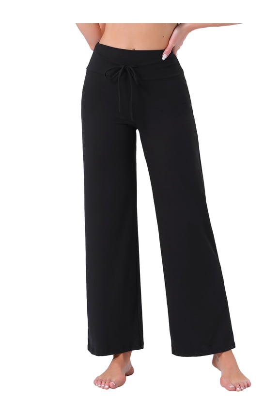 Women's Casual Wide Leg Drawstring Sweatpant XS Black