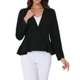 thumbnail image 1 of DARING DIVA Women's Casual Work Office Blazer Stand Collar Peplum M Black, 1 of 6