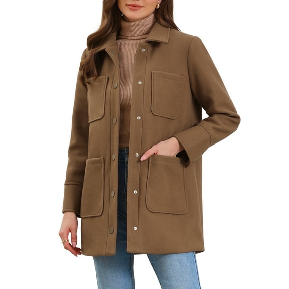 DARING DIVA Women's Casual Work Oversized Thick Overcoat with Pockets M Brown
