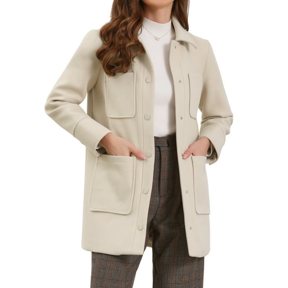 DARING DIVA Women's Casual Work Oversized Thick Overcoat with Pockets XS Beige