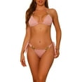 thumbnail image 1 of DARING DIVA Women's Chain Linked Bikini Sets, 2 Pieces Swimsuit XL Pink, 1 of 6
