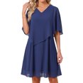 thumbnail image 1 of DARING DIVA Women's Chiffon Half Sleeve V Neck Wedding Guest Dress L Dark Blue, 1 of 7