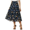 thumbnail image 1 of DARING DIVA Women's Chiffon Tiered A-Line Maxi Skirt M Navy, 1 of 6