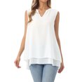 thumbnail image 1 of DARING DIVA Women's Chiffon V Neck Double Layer Flowy Tunic Shirts L White, 1 of 8