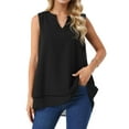 thumbnail image 1 of DARING DIVA Women's Chiffon V Neck Sleeveless Double Layer Tank Top XL Black, 1 of 8