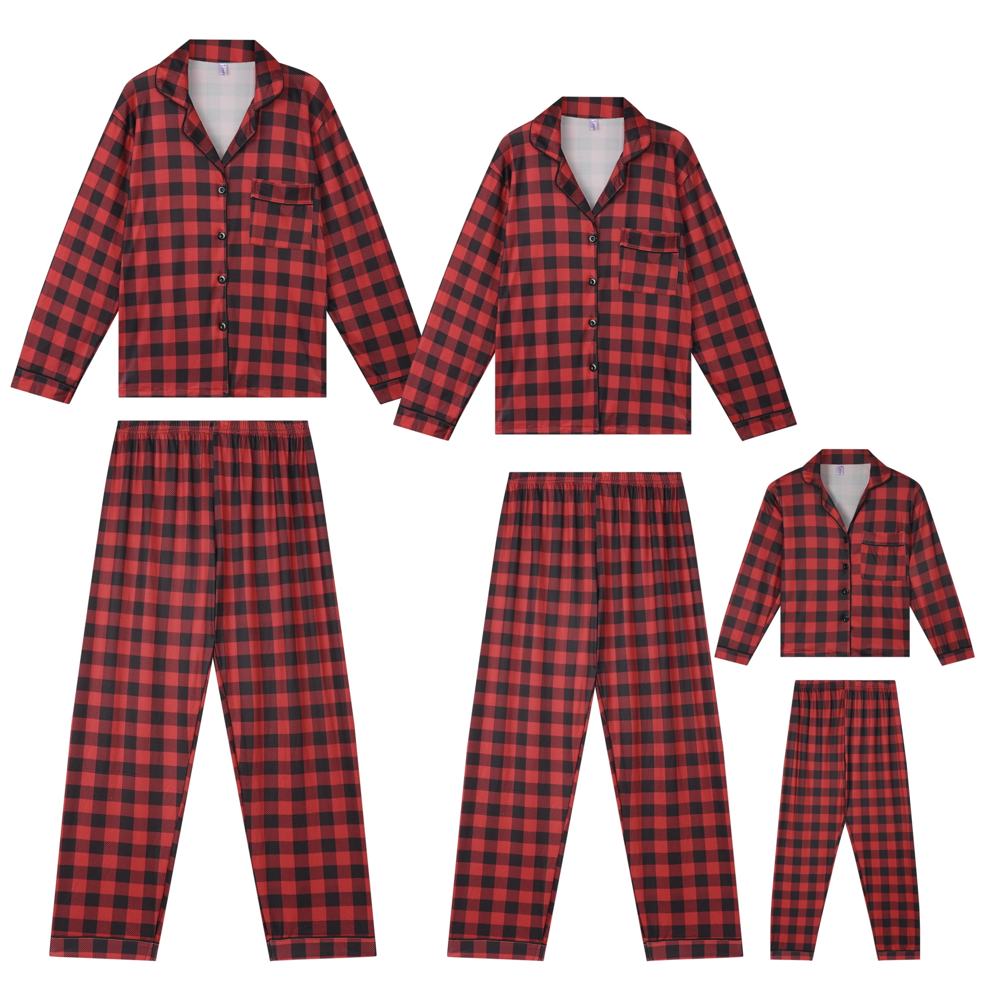 DARING DIVA Women's Christmas Family Plaid Pajama Sets XL Red