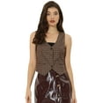 thumbnail image 1 of DARING DIVA Women's Cinched Waist Asymmetric Stretchy Plaid Jacket S Brown, 1 of 6