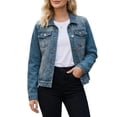 thumbnail image 1 of DARING DIVA Women's Classic Washed Long Sleeve Denim Jackets With Pockets S Grey Blue, 1 of 7
