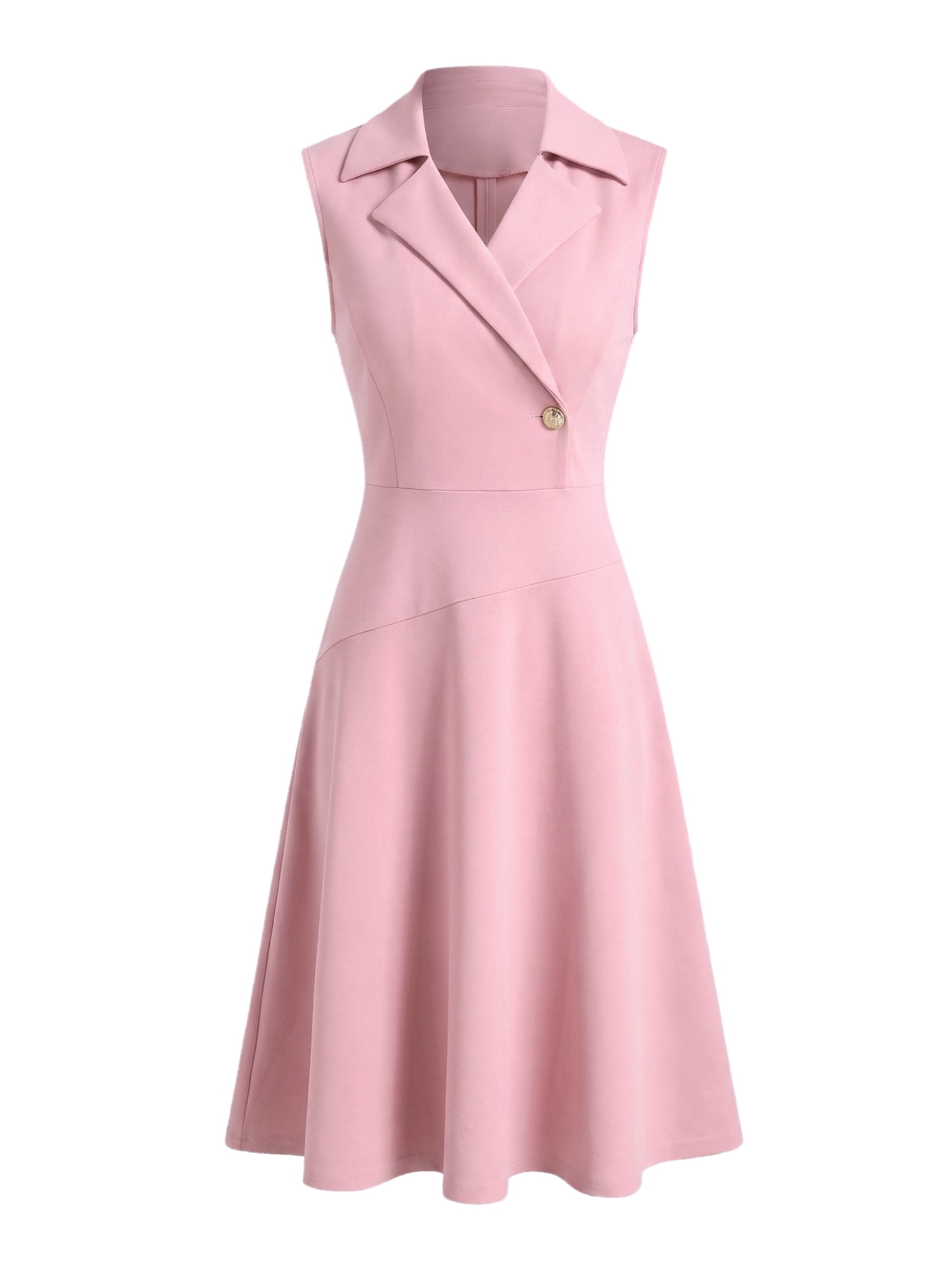 DARING DIVA Women's Cocktail Notch Neck Wrap Sleeveless Work Midi Blazer Dresses S Pink