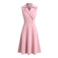 thumbnail image 1 of DARING DIVA Women's Cocktail Notch Neck Wrap Sleeveless Work Midi Blazer Dresses XS Pink, 1 of 6