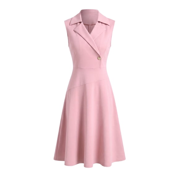 DARING DIVA Women's Cocktail Notch Neck Wrap Sleeveless Work Midi Blazer Dresses XS Pink