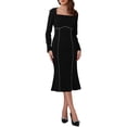 thumbnail image 1 of DARING DIVA Women's Cocktail Square Neck Contrast Binding Mermaid Dress S Black, 1 of 6