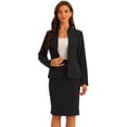 thumbnail image 1 of DARING DIVA Women's Business Collarless Blazer and Pencil Skirt Suit Set, 2XL, Black, 1 of 6